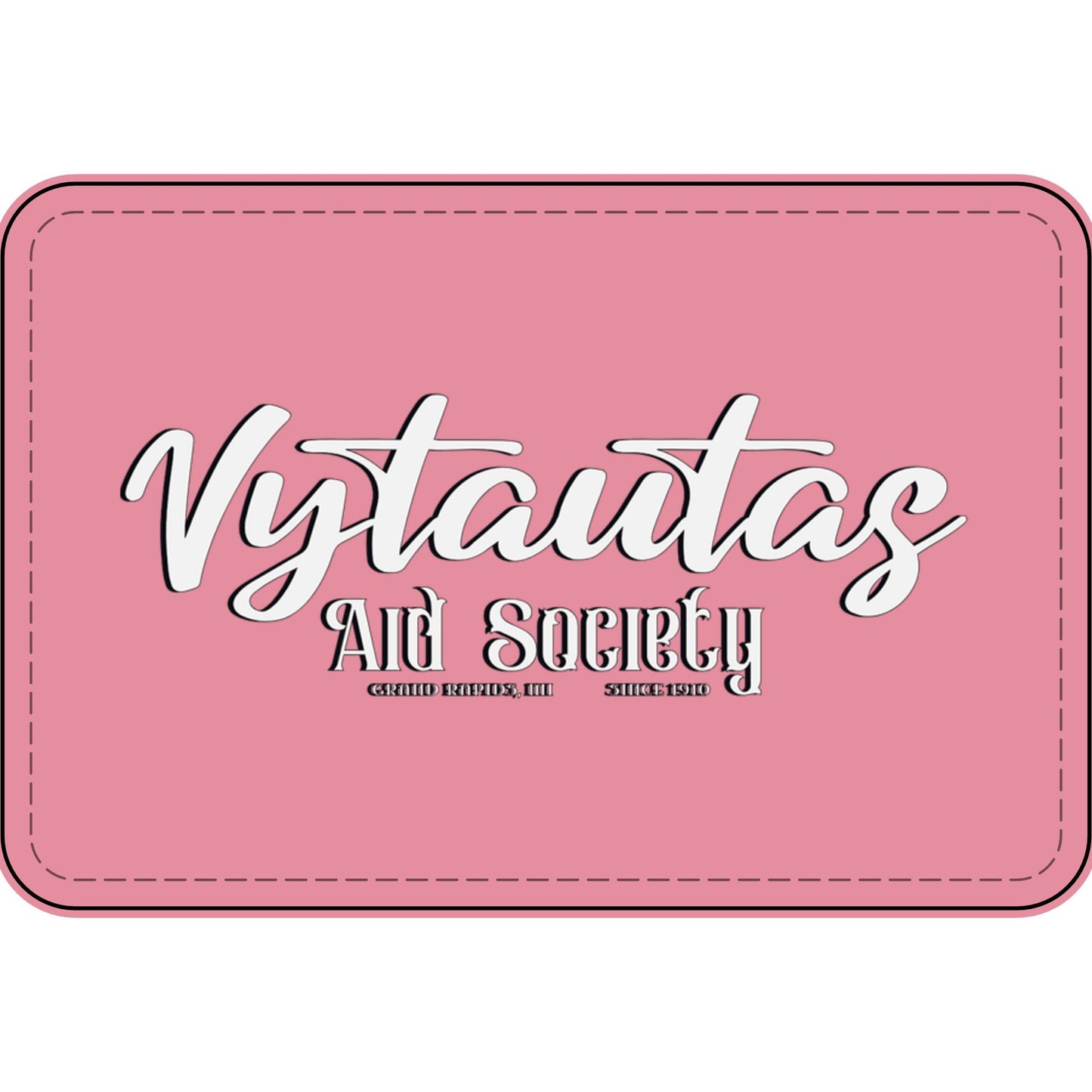 Faux Leather Patch — "Vytautas Aid Society" Engraved "Heat Press On" Badge