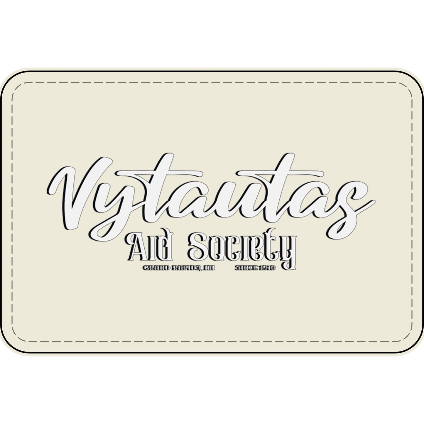 Faux Leather Patch — "Vytautas Aid Society" Engraved "Heat Press On" Badge