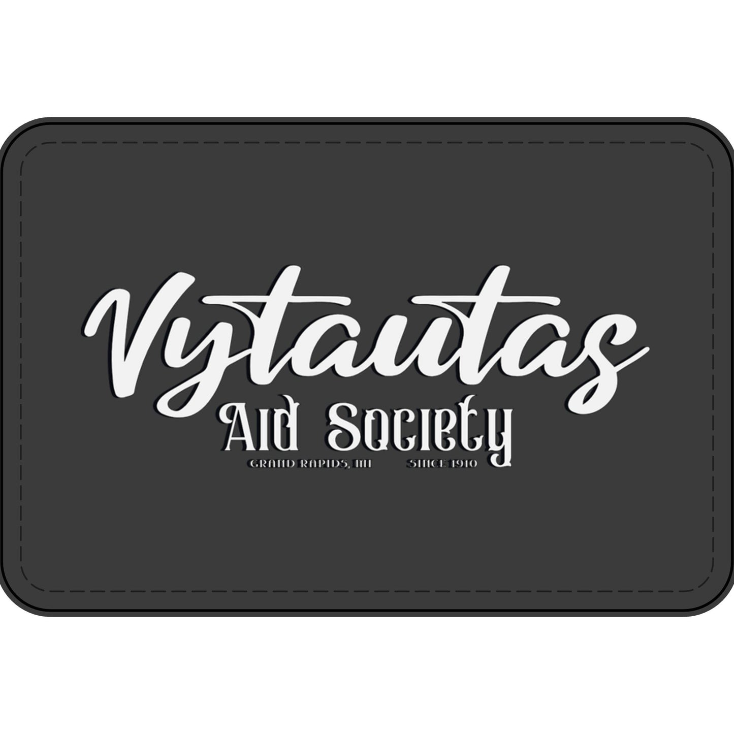 Faux Leather Patch — "Vytautas Aid Society" Engraved "Heat Press On" Badge