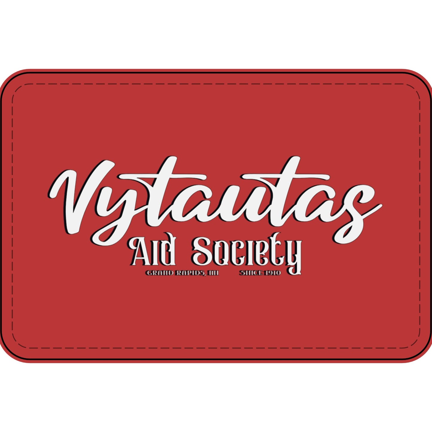 Faux Leather Patch — "Vytautas Aid Society" Engraved "Heat Press On" Badge