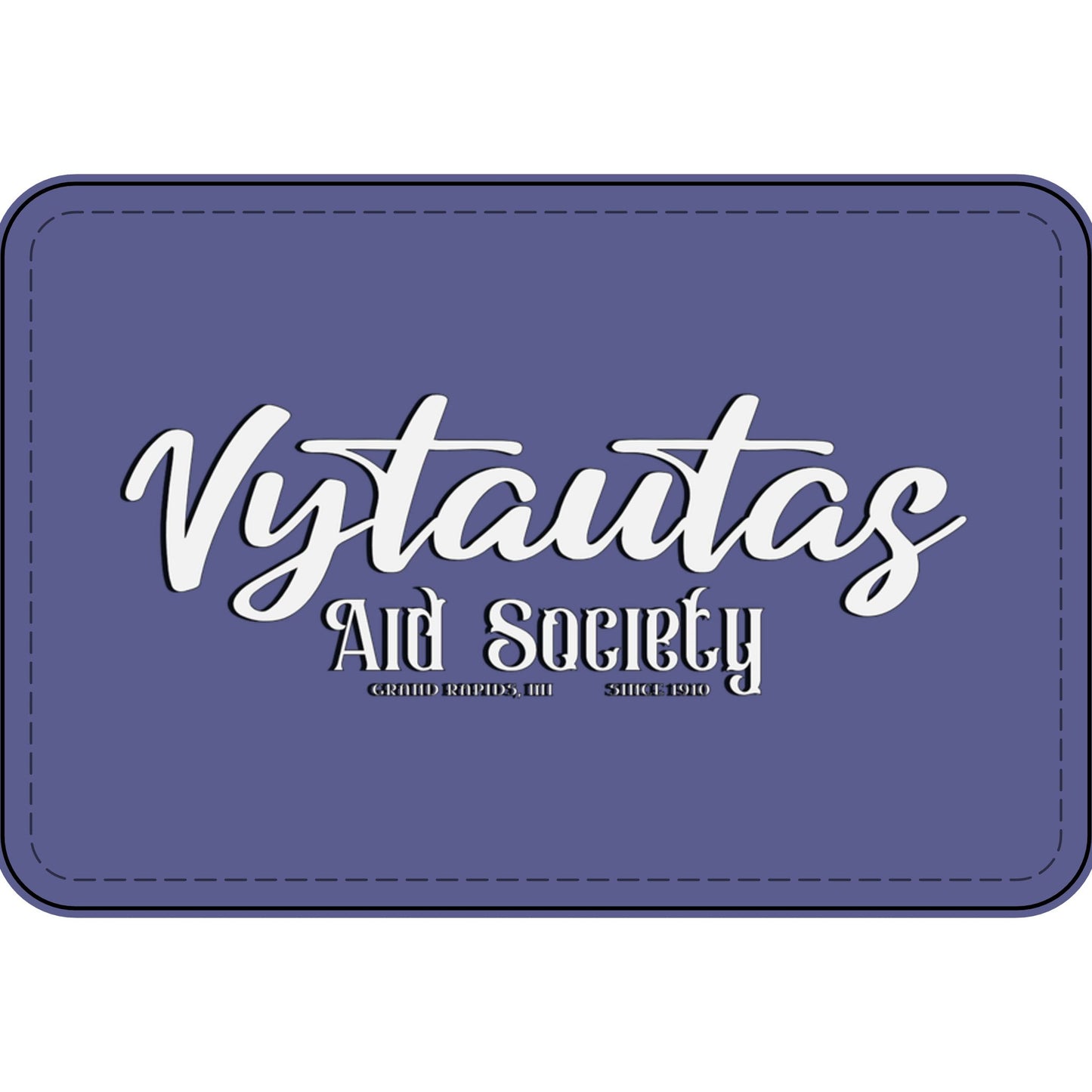 Faux Leather Patch — "Vytautas Aid Society" Engraved "Heat Press On" Badge