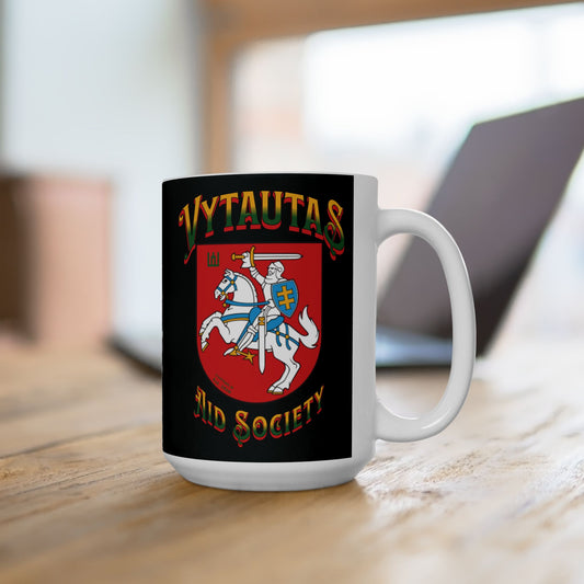 Vytautas Black Mug 1- Vytautas Aid Society of GR MI,  Vytautas Crest Coffee Cup ( 15oz)