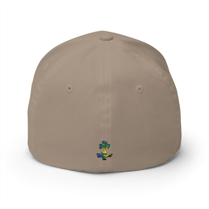 Vytautas Fitted Embroidered Cap — Retro Script Logo Fitted Baseball Hat