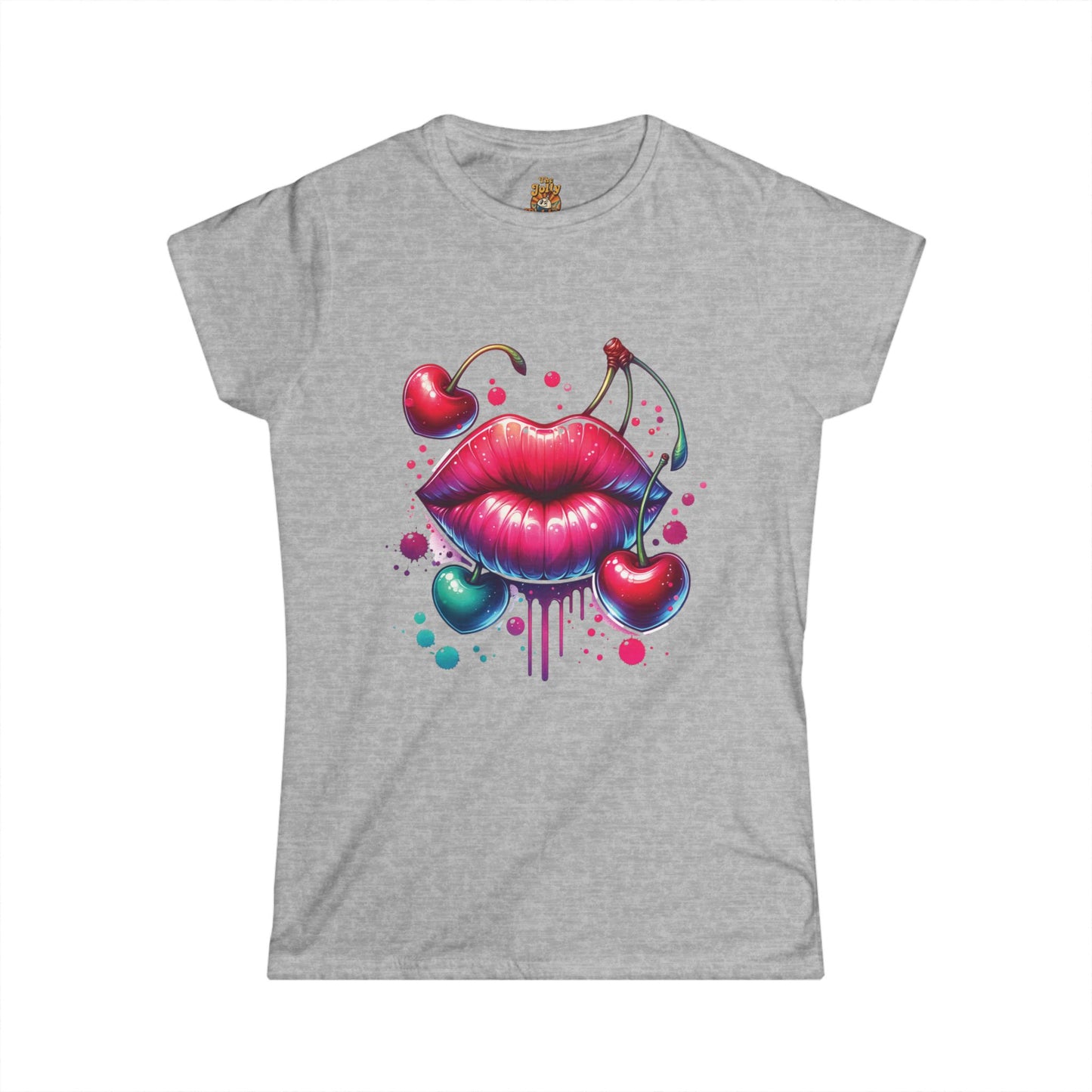 Colorful Lips and Cherries Graphic Tee - Cute Summer Shirt, Gift for Her, Valentine’s Day, Casual Wear, Trendy Fashion
