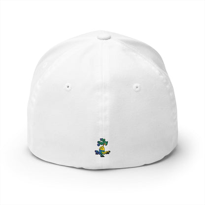 Vytautas Fitted Embroidered Cap — Retro Script Logo Fitted Baseball Hat