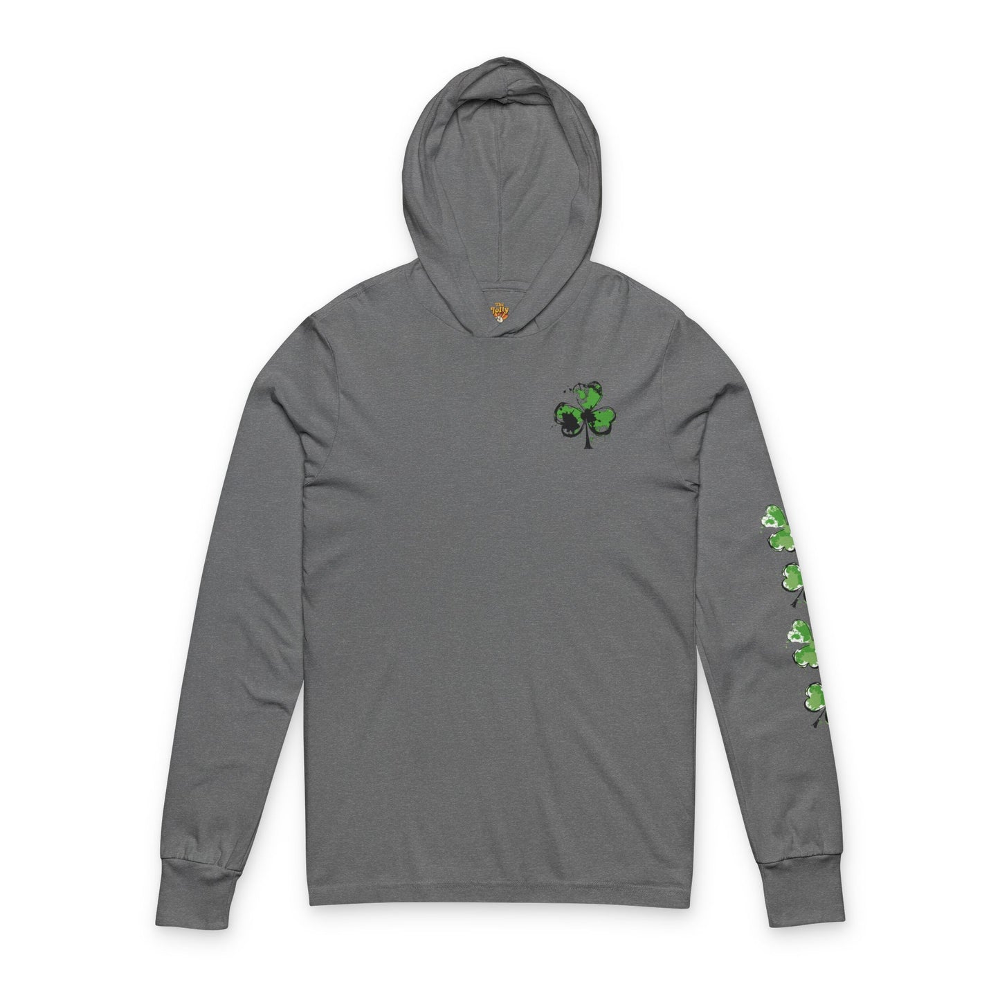 St. Patrick's Shamrock Hooded Long Sleeve Tee — 'Mostly Lucky' Graphic
