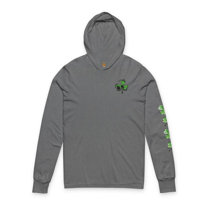 St. Patrick's Shamrock Hooded Long Sleeve Tee — 'Mostly Lucky' Graphic