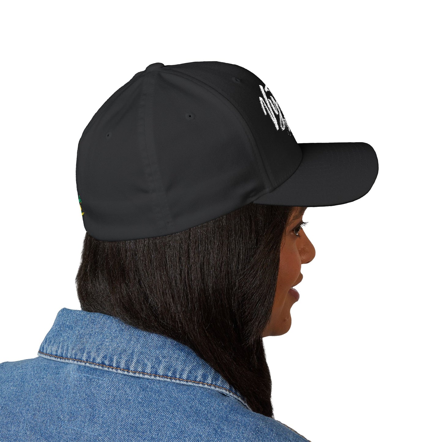 Vytautas Fitted Embroidered Cap — Retro Script Logo Fitted Baseball Hat