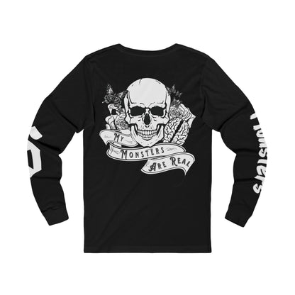 ShineDown Long Sleeve Tee — 'Monsters Are Real' Skull & Roses Gothic Graphic