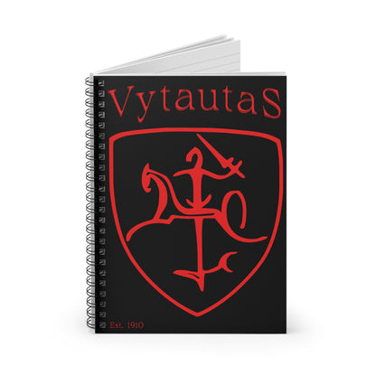 Red on Black Vytautas Shield Spiral Notebook — "Ruled" Journal (Est. 1910)