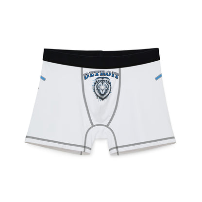 White Detroit Lions Men's Boxers - AOP, Funny Gift for Sports Fans, Comfort Wear, Game Day Apparel, Unique Men's Underwear