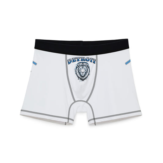 White Detroit Lions Men's Boxers - AOP, Funny Gift for Sports Fans, Comfort Wear, Game Day Apparel, Unique Men's Underwear