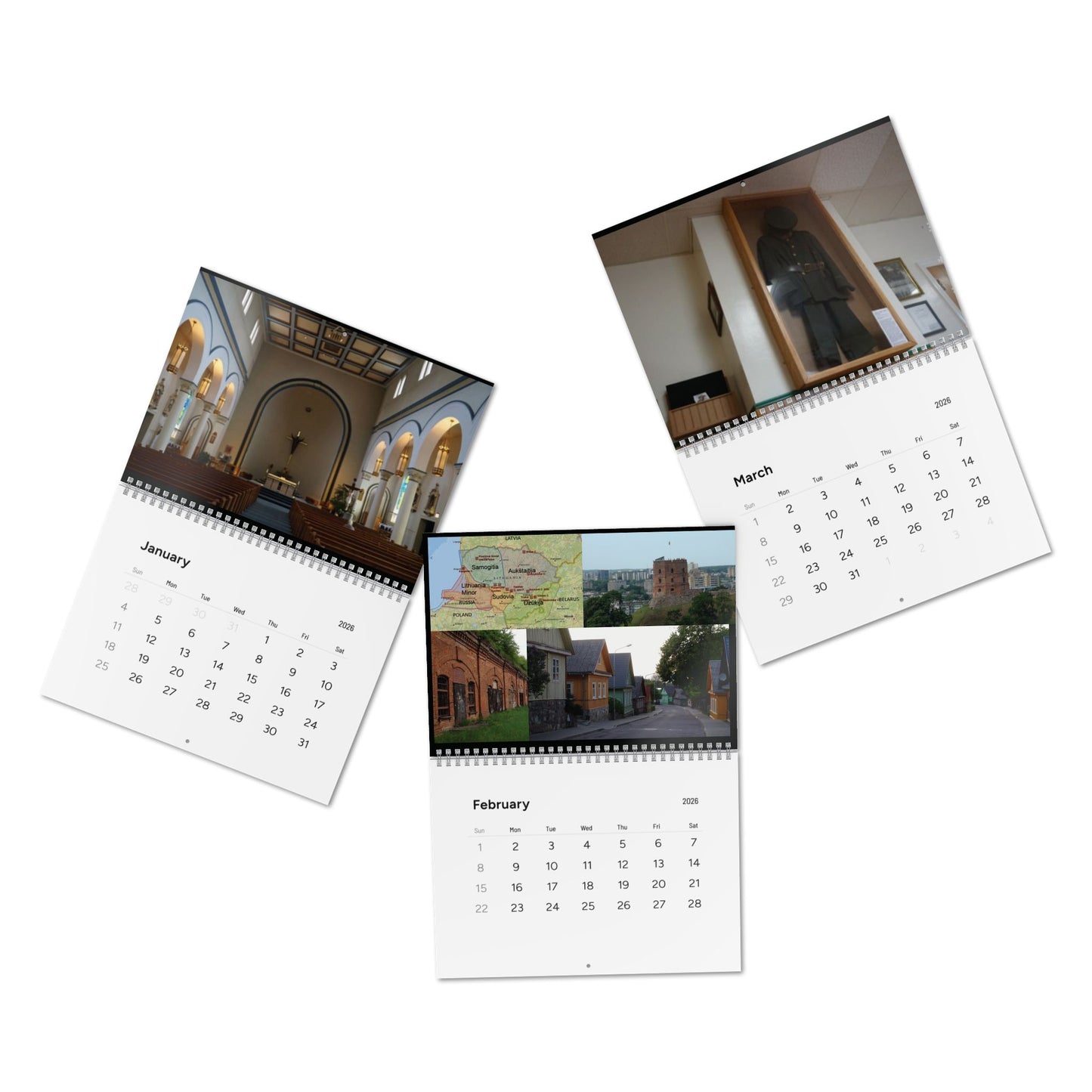 Lithuanian 2026 Wall Calendar — Historic Photos and local Vytautus Mi Photos, Monthly Planner