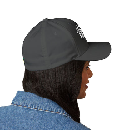 Vytautas Fitted Embroidered Cap — Retro Script Logo Fitted Baseball Hat