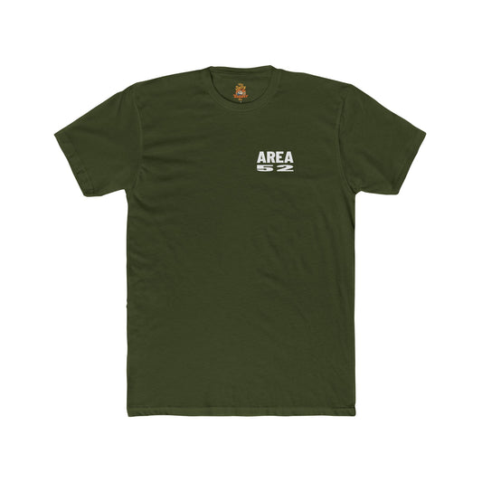 Area 52 Luther MI Stamp T-Shirt — "Work Hard Play Hard Stay Weird" Vintage Badge Tee