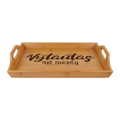 Engraved Bamboo Serving Tray — "Vytautas Aid Society"  Decorative Tray